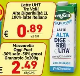 Ipercarni Latte UHT Tre Valli offerta