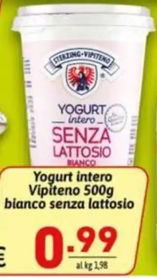 Yogurt intero Vipiteno senza lattosio