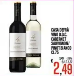 Supermercati EffePiù Casa Defra Vino D.O.C. Cabernet Sauvignon/ Pinot Bianco offerta