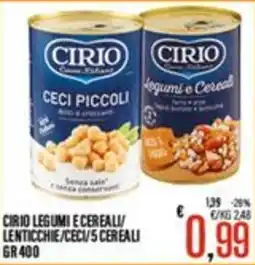 Supermercati EffePiù Cirio legumi e cereali/lenticchie/ceci/5 cereali offerta