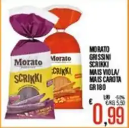 Supermercati EffePiù Morato grissini scrikki mais viola/mais carota offerta