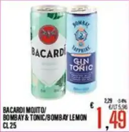 Supermercati EffePiù Bacardi Mojito/Bombay & Tonic/Bombay Lemon offerta