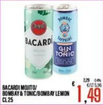Supermercati EffePiù Bacardi Mojito/Bombay & Tonic/Bombay Lemon offerta