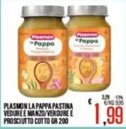 Supermercati EffePiù Plasmon la pappa pastina verdure e manzo/verdure e prosciutto cotto offerta