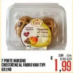 Supermercati EffePiù 7 porte nursine crostatine al farro vari tipi offerta
