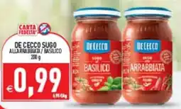 Iperfamily De Cecco sugo all'arrabbiata/basilico offerta