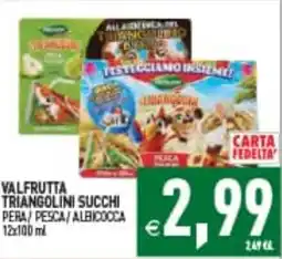 Iperfamily Valfrutta triangolini succhi pera/pesca/albicocca offerta