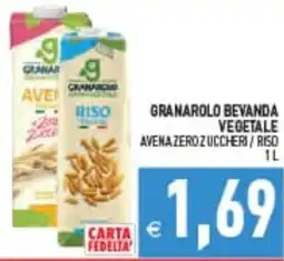 Iperfamily Granarolo bevanda vegetale avena zero zuccheri / riso offerta