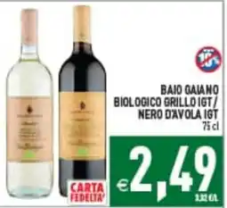 Iperfamily Baio Gaiano biologico grillo igt / nero d'avola igt offerta
