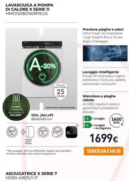 Unieuro Lavasciuga a pompa di calore X Serie 11 offerta