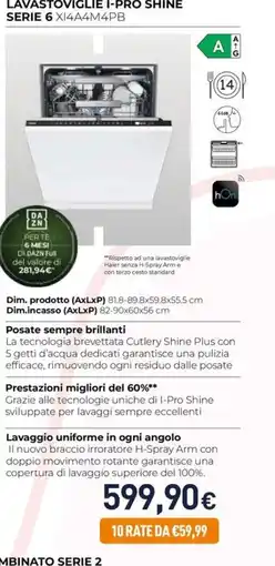 Unieuro Lavastoviglie I-Pro Shine Serie 6 offerta