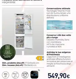 Unieuro Frigo-ribero combinato serie 2 HBQW5518E offerta