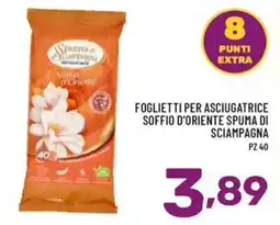 Il Centesimo Foglietti per asciugatrice Soffio d'Oriente Spuma di Sciampagna offerta