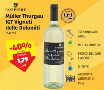 Coppiere Müller Thurgau IGT Vigneti Delle Dolomiti 750 ml