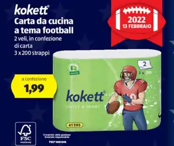ALDI Kokett Carta da Cucina a tema football 2 veli 3 x 200 strappi offerta