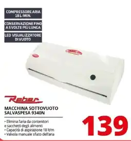 Comet Reber macchina sottovuoto salvapesa 9340N offerta