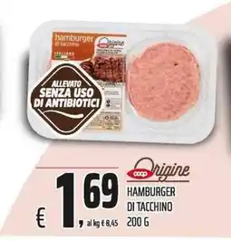 Coop Origine hamburger di tacchino offerta
