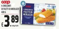 Coop Coop 4 crocchanti di filetti di merluzzo offerta