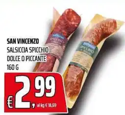 Coop San Vincenzo Salsiccia Spicchio offerta