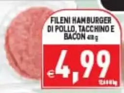 Iperfamily Fileni hamburger di pollo, tacchino e bacon offerta