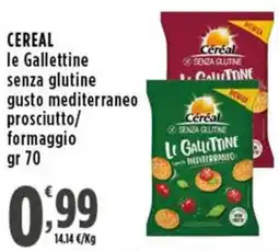 Rossotono Carrefour Cereal le gallettine senza glutine gusto mediterraneo prosciutto/ formaggio offerta