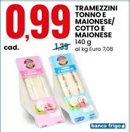 Eurospin TRAMEZZINI TONNO E MAIONESE/COTTO E MAIONESE offerta