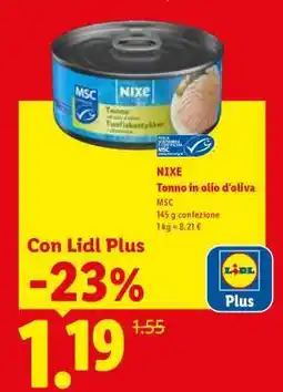Lidl Nixe Tonno in olio d'oliva offerta