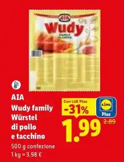 Lidl Aia Wudy Family wurstel di pollo e tacchino offerta