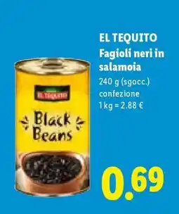 Lidl El Tequito Fagioli neri in salamoia offerta