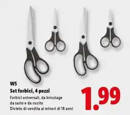 Lidl W5 Set forbici, 4 pezzi offerta