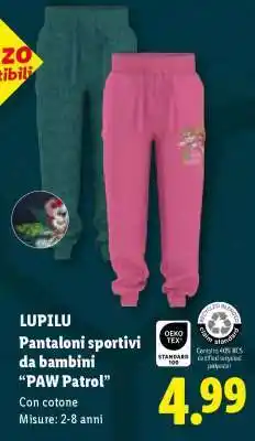 Lidl LUPILU Pantaloni sportivi da bambini 'PAW Patrol' offerta