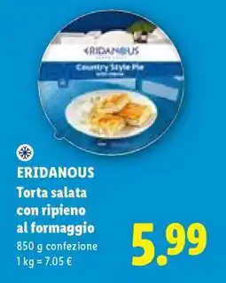 Lidl Eridanous Torta salata con ripieno al formaggio offerta