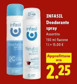 Lidl INFASIL DEODORANTE SPRAY offerta