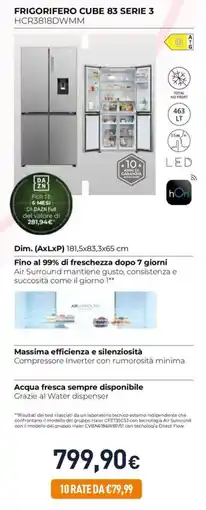 Unieuro Frigorifero cube 83 serie 3 offerta
