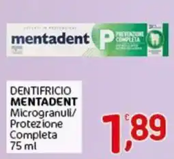 Crai Dentifricio Mentadent Microgranuli/Protezione Completa offerta