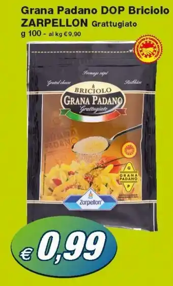 Prix Quality Zarpellon Grana Padano DOP Briciolo Grattugiato 100g offerta