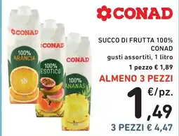 Spazio Conad Succo di frutta 100% Conad offerta