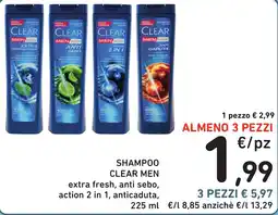 Spazio Conad Shampoo Clear Men offerta