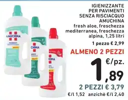 Spazio Conad Igienizzante per pavimenti senza risciacquo Amuchina offerta