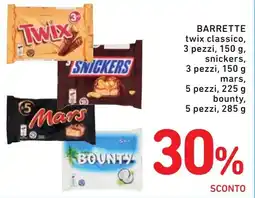 Spazio Conad Barrette twix classico, snickers, mars, bounty offerta