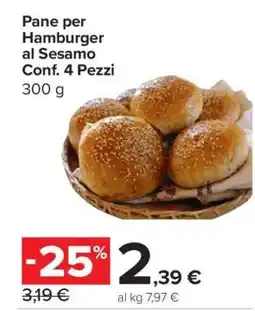 Carrefour Pane per Hamburger al Sesamo Conf. 4 Pezzi offerta