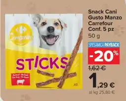Carrefour Snack Cani Gusto Manzo Carrefour Conf. 5 pz offerta