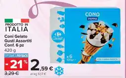 Carrefour Coni Gelato Gusti Assortiti Conf. 6 pz offerta