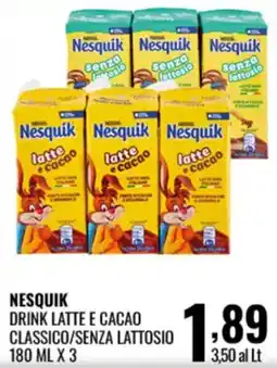 Gecop Nesquik drink latte e cacao classico/senza lattosio offerta