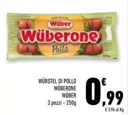 Conad Superstore Würstel di pollo Wüberone Wüber offerta