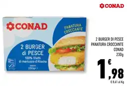 Conad Superstore Burger di pesce con panatura croccante Conad offerta