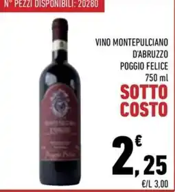 Conad City Vino Montepulciano d'Abruzzo Poggio Felice offerta