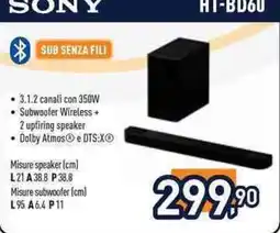 Unieuro Sony sub senza fili offerta
