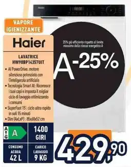 Unieuro Haier lavatrice offerta