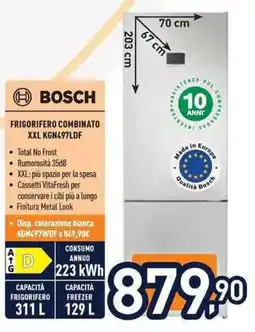 Unieuro Frigorifero combinato Bosch XXL KGN497LDF offerta